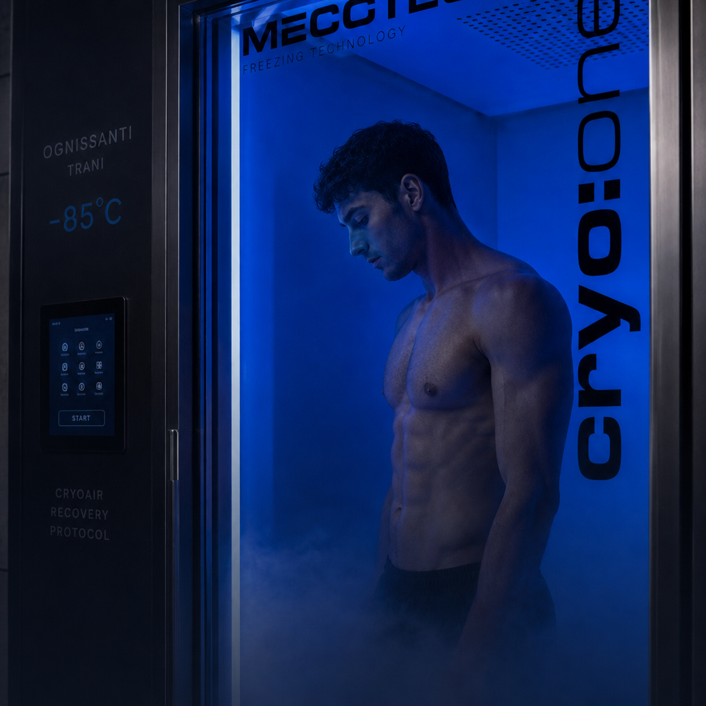 Uomo durante una sessione di Cryosauna + T-shape nella criocamera Ognissanti